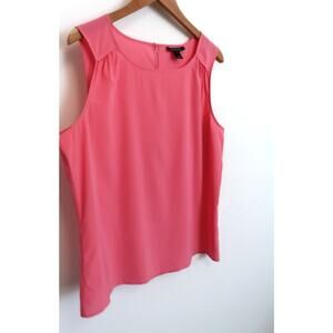 ST. JOHN Stretch Silk Flamingo Pink Tank Top Shell Neiman Marcus 14 L XL $495